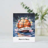 Basketball mit Ball Dank einer Slam-Dunk-Hochzeit Postkarte (Stehend Vorderseite)