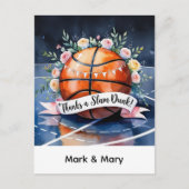 Basketball mit Ball Dank einer Slam-Dunk-Hochzeit Postkarte (Vorderseite)