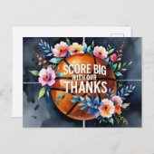 Basketball mit Ball Dank einer Slam-Dunk-Hochzeit Postkarte (Vorne/Hinten)