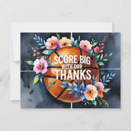 Basketball mit Ball Dank einer Slam-Dunk-Hochzeit Postkarte