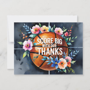 Basketball mit Ball Dank einer Slam-Dunk-Hochzeit Postkarte