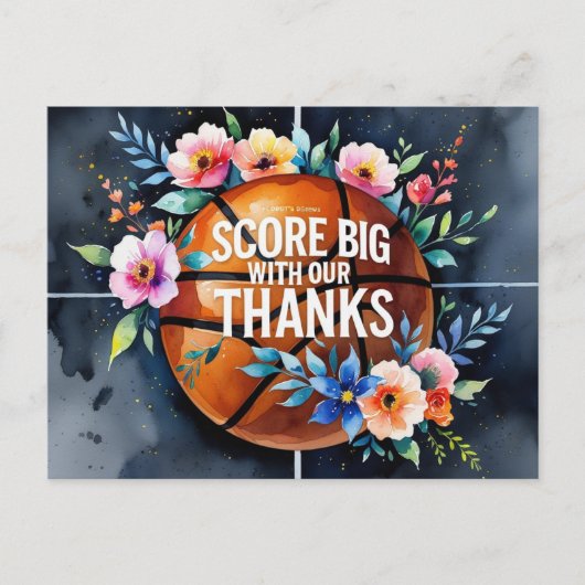 Basketball mit Ball Dank einer Slam-Dunk-Hochzeit Postkarte (Vorderseite)