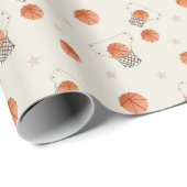 Basketball mit Bälle Ringhaufen Eimer und Sterne Geschenkpapier (Rolleneckpunkt)