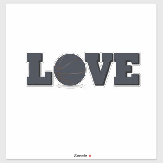 Basketball mit blauer Liebe Aufkleber (Blatt)