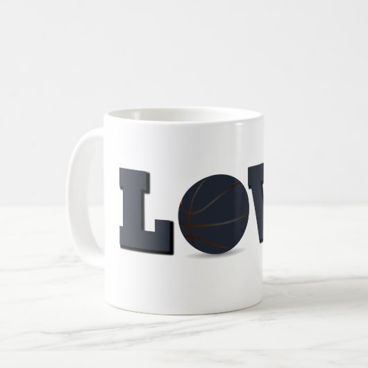 Basketball mit blauer Liebe Kaffeetasse (Vorderseite Links)
