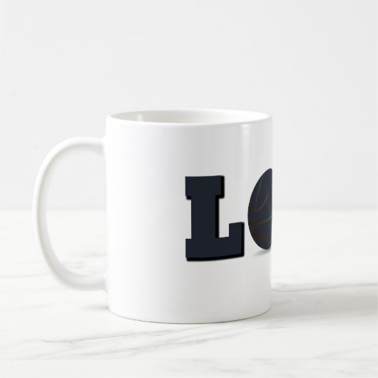 Basketball mit blauer Liebe Kaffeetasse (Links)