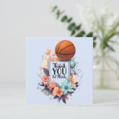 Basketball mit Blume Dankeskarte (Stehend Vorderseite)