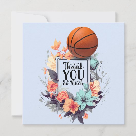 Basketball mit Blume Dankeskarte (Vorderseite)
