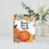 Basketball mit Blume für Trainer Dankeskarte (Stehend Vorderseite)