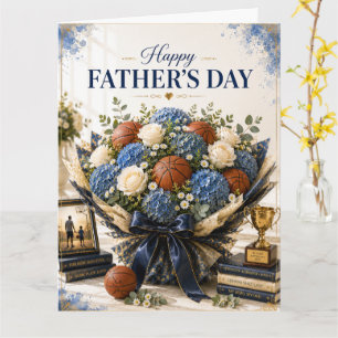 Basketball mit Blumen zum Vatertag  Karte