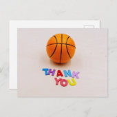 Basketball mit Dankeschön Wort Holz Hintergrund Postkarte (Vorne/Hinten)