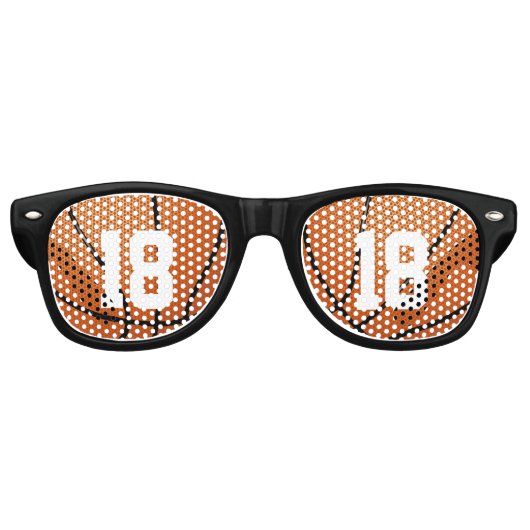 Basketball mit eigener Nummer | Sportgeschenk Partybrille (Vorderseite)