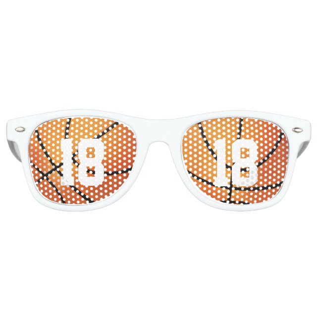 Basketball mit eigener Nummer | Sportgeschenk Sonnenbrille (Vorderseite)