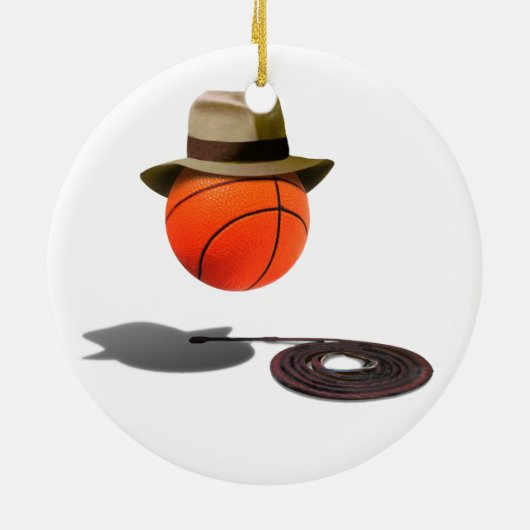 Basketball mit Fedora und Hüfte Keramik Ornament (Hinten)