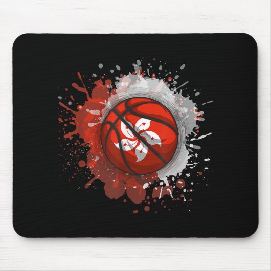 Basketball mit Flagge Hongkongs Mousepad (Vorne)