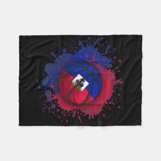 Basketball mit Haifahne Fleecedecke (Vorderseite (Horizontal))