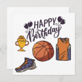Basketball mit Happy Birthday auf weißem Hintergru (Vorne/Hinten)