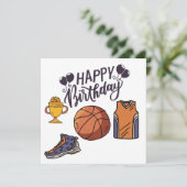 Basketball mit Happy Birthday auf weißem Hintergru (Stehend Vorderseite)