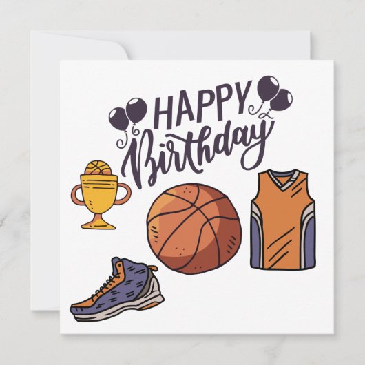 Basketball mit Happy Birthday auf weißem Hintergru (Vorderseite)