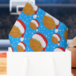 Basketball mit Hut und Schneeflocken Blau des Weih Seidenpapier