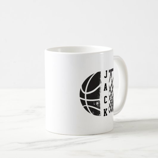Basketball mit Ihrem Namen oder Team Kaffeetasse (VorderseiteRechts)