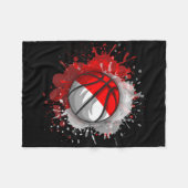 Basketball mit indonesischer Flagge Fleecedecke (Vorderseite (Horizontal))