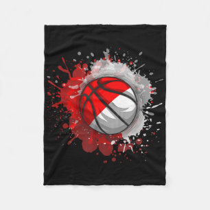 Basketball mit indonesischer Flagge Fleecedecke