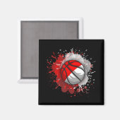 Basketball mit indonesischer Flagge Magnet (Vorderseite/Rückseite)