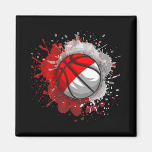 Basketball mit indonesischer Flagge Magnet