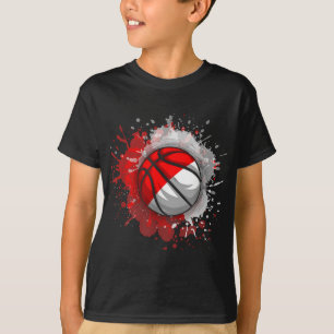 Basketball mit indonesischer Flagge T-Shirt