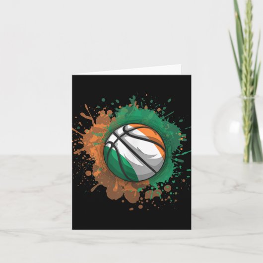 Basketball mit irischer Flagge - Top Karte (Vorderseite)