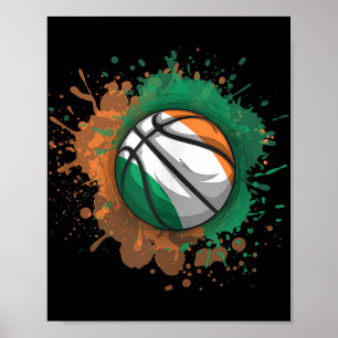 Basketball mit irischer Flagge - Top Poster