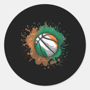 Basketball mit irischer Flagge - Top Runder Aufkleber