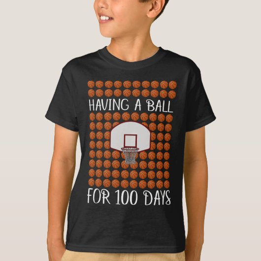 Basketball mit Kugel für 100 Schultage T-Shirt (Vorderseite)