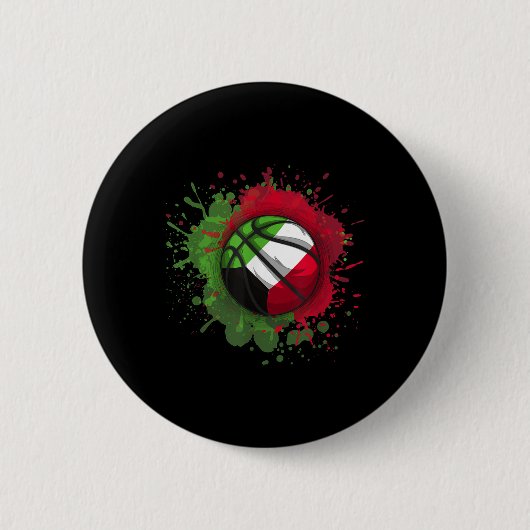 Basketball mit Kuwait-Flagge Button (Vorderseite)