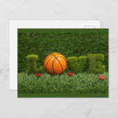 Basketball mit Liebe Rote Herzen mein Valentin Postkarte (Vorne/Hinten)