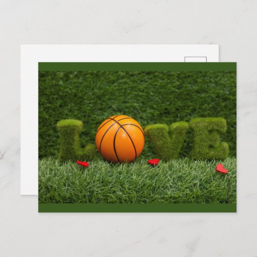 Basketball mit Liebe Rote Herzen mein Valentin Postkarte (Vorne/Hinten)