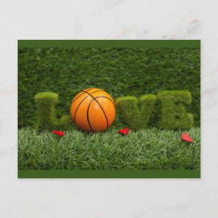 Basketball mit Liebe Rote Herzen mein Valentin Postkarte