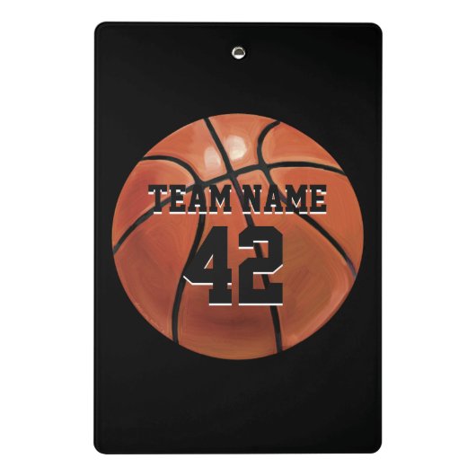 Basketball mit Personalisiertem Namen und Nummer Mini Klemmbrett (Rückseite)
