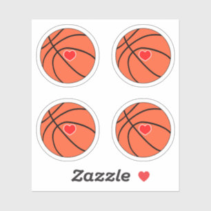 Basketball mit rotem Herzstück Aufkleber
