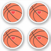 Basketball mit rotem Herzstück Aufkleber (Vorderseite)