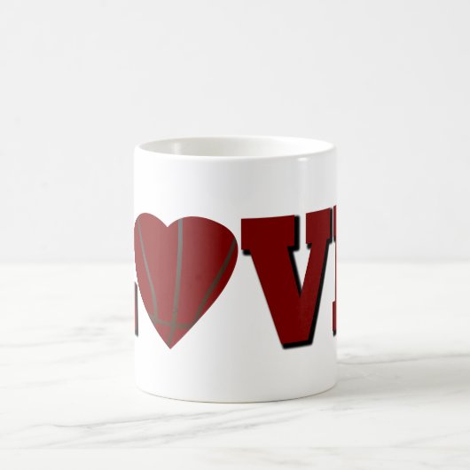 Basketball mit rotem Liebe Kaffeetasse (Mittel)