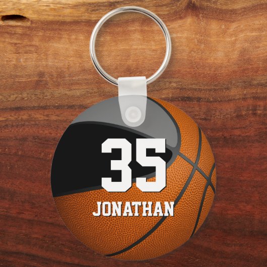 Basketball mit schwarz-grauem Mannschaftsfarben Schlüsselanhänger (Rückseite)
