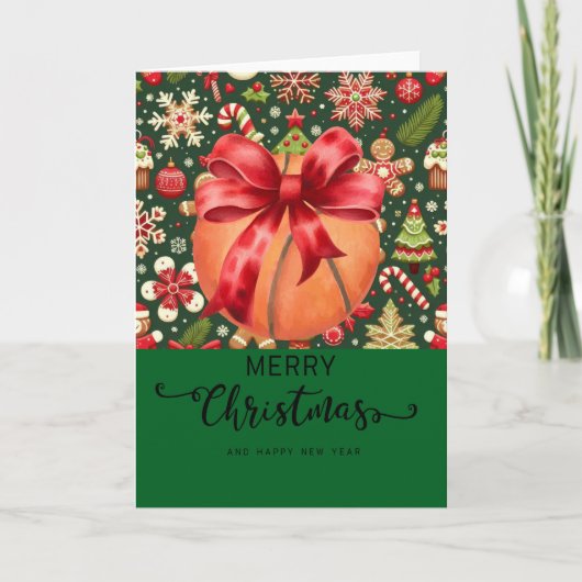 Basketball mit Weihnachten Thema für Spieler Karte (Vorderseite)