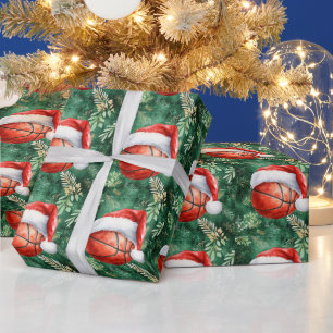 Basketball mit Weihnachtsmannmütze Weihnachten Hin Geschenkpapier