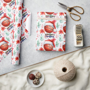 Basketball mit Weihnachtsmannmütze zu Weihnachten Geschenkpapier