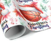 Basketball mit Weihnachtsmannmütze zu Weihnachten Geschenkpapier (Rolleneckpunkt)