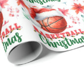 Basketball mit Weihnachtsmannmütze zu Weihnachten Geschenkpapier (Rolleneckpunkt)