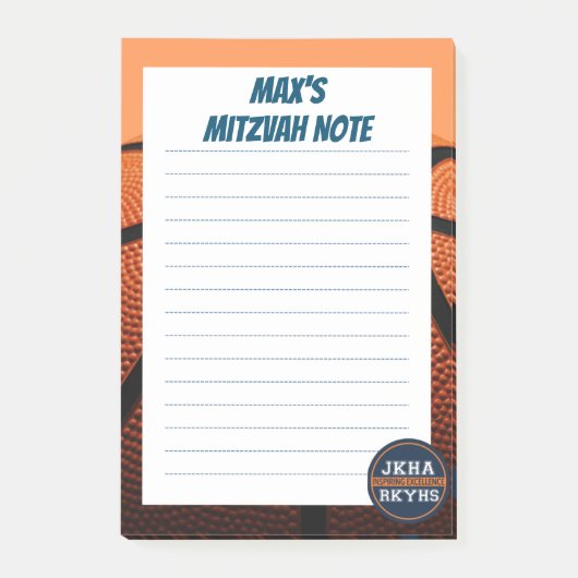 Basketball Mitzvot Post-it Klebezettel (Vorderseite)