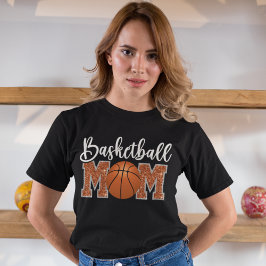 Basketball Mom cute bright Orange text T-Shirt